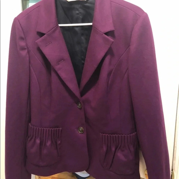 Diane von Furstenberg Wool Plum Blazer M - Picture 4 of 11
